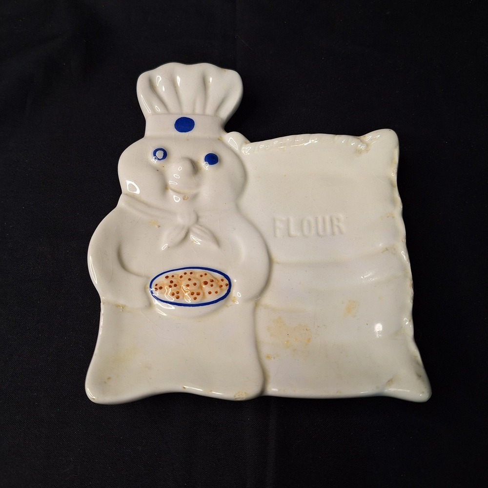 Vintage 1997 Pillsbury Doughboy Spoon Rest Benjamin & Medwin Ceramic Flour Sack